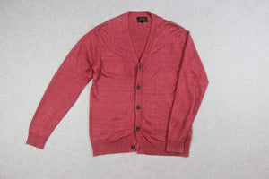 Beams Plus - Linen Knit Cardigan Jumper - Pink/Red - Small