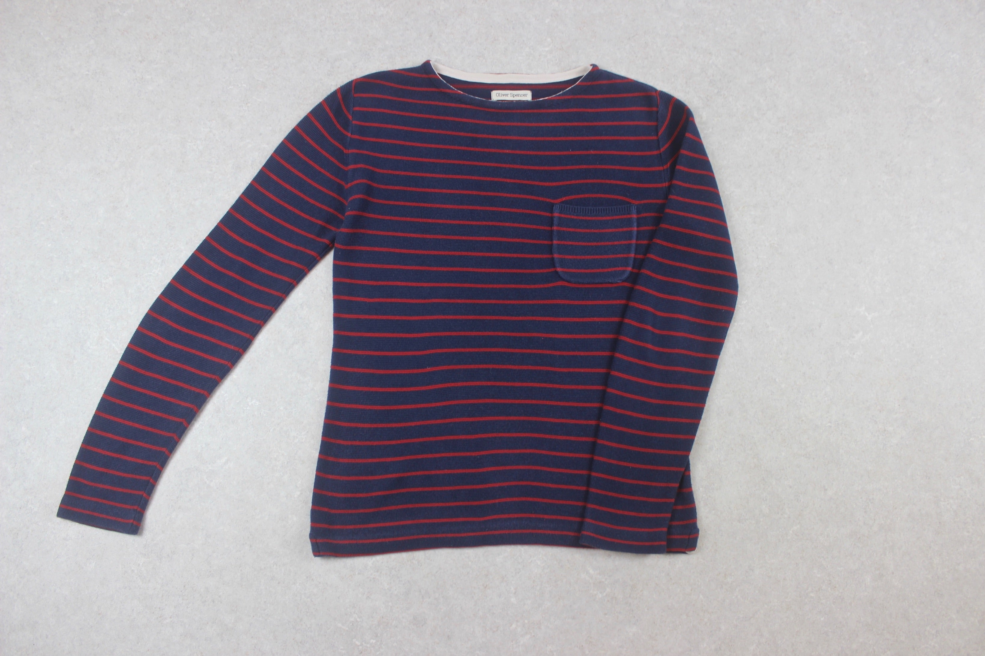 Oliver Spencer - Knit Jumper - Navy Blue/Red Stripe - XXS Extra Small