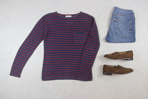 Oliver Spencer - Knit Jumper - Navy Blue/Red Stripe - XXS Extra Small