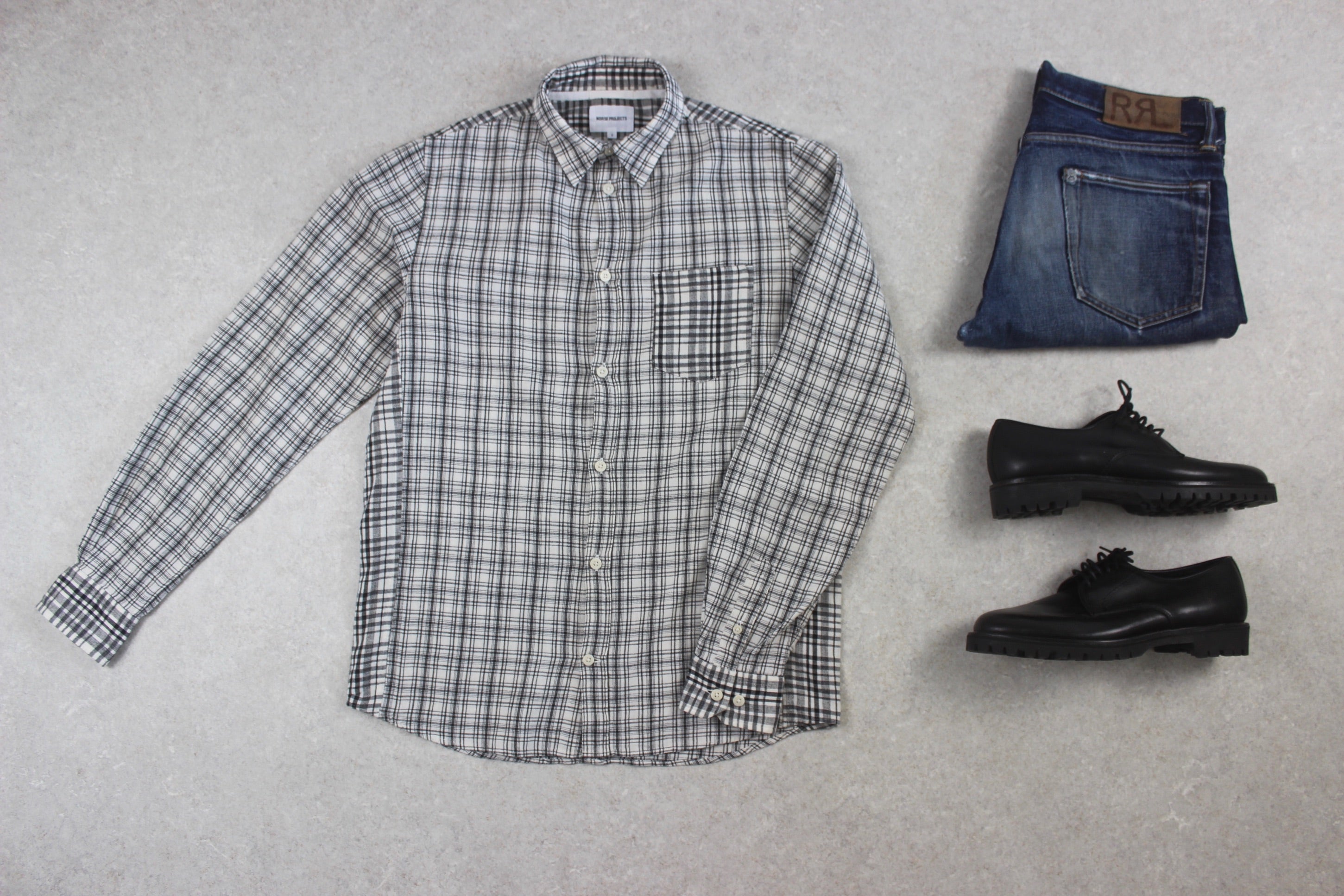 Norse Projects - Cotton/Linen Shirt - White/Black Check - Small