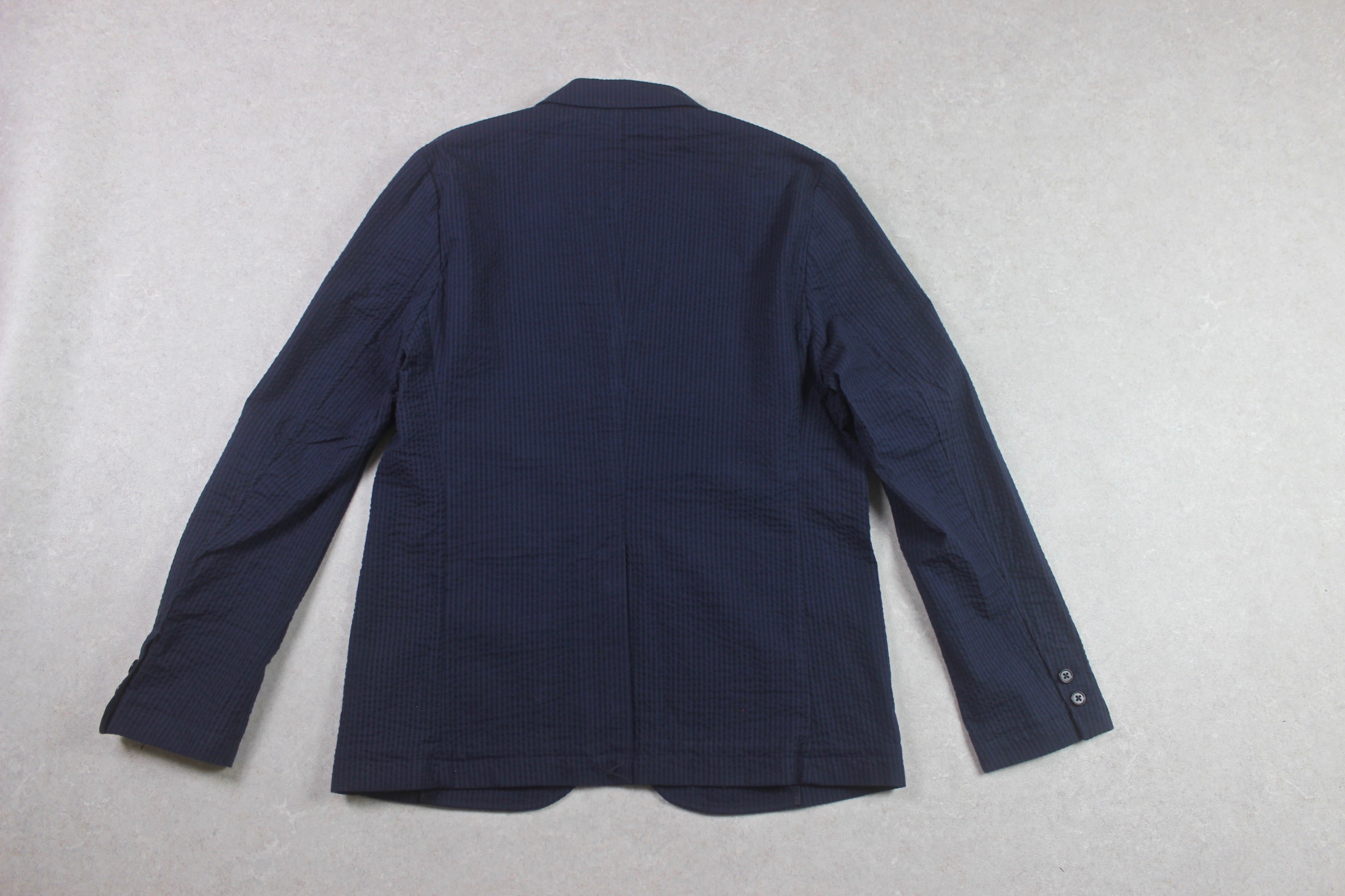 Folk - Seersucker Blazer Jacket - Navy Blue - 3/Medium - Brand New