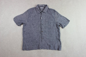 Our Legacy - Box Shirt Linen Short Sleeve - Grey/Blue - 48/Medium