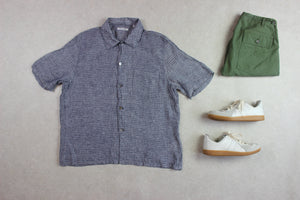 Our Legacy - Box Shirt Linen Short Sleeve - Grey/Blue - 48/Medium