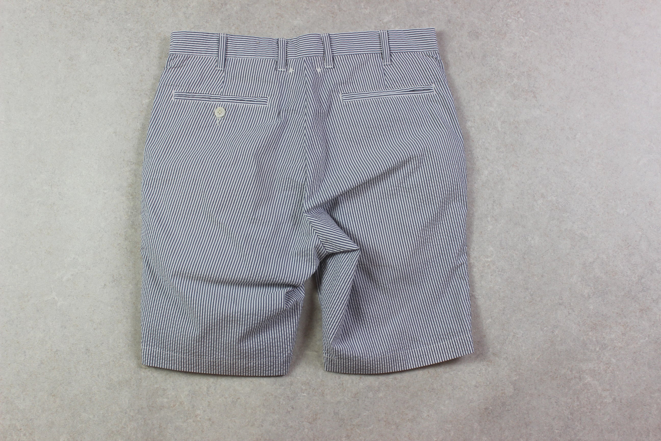 Beams Plus - Shorts - Blue/White Stripe Seersucker - Small/30