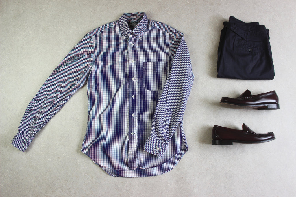 Gitman Bros Vintage - Shirt - Navy Blue/White Gingham Check - Small