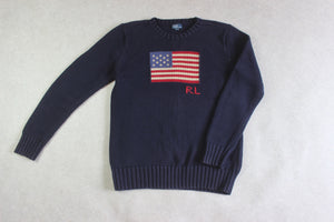 Polo Ralph Lauren - USA Flag Cotton Knit Jumper - Navy Blue - Small